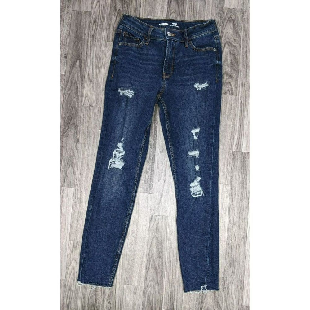 Old Navy Womens Size 0 Rockstar High Rise Skinny Slim Pockets Distressed Jeans